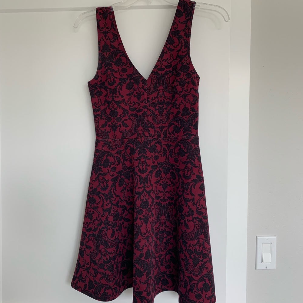 Red and black patterned dress
